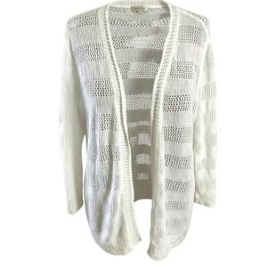 Charter Club Sweater XL Cardigan White Acrylic Pointelle Knit Casual Layering
